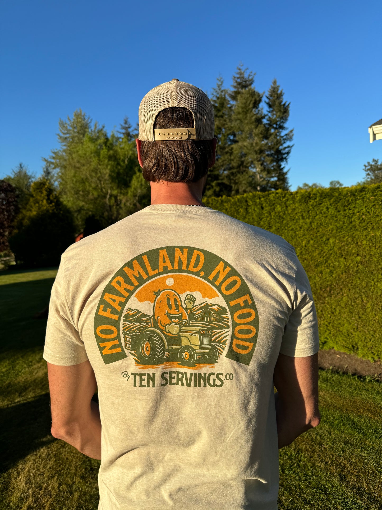 No Farmland No Food Ugly Potato Day Merch T-Shirt Back